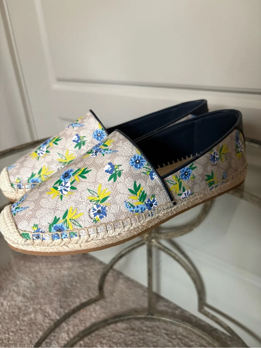 kate spade Blue & Cream Floral Espadrille Slip-Ons